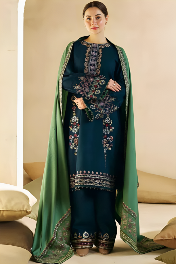 Dhanak Luxe 3PC Embroidered Unstitched Dress – ZC1293