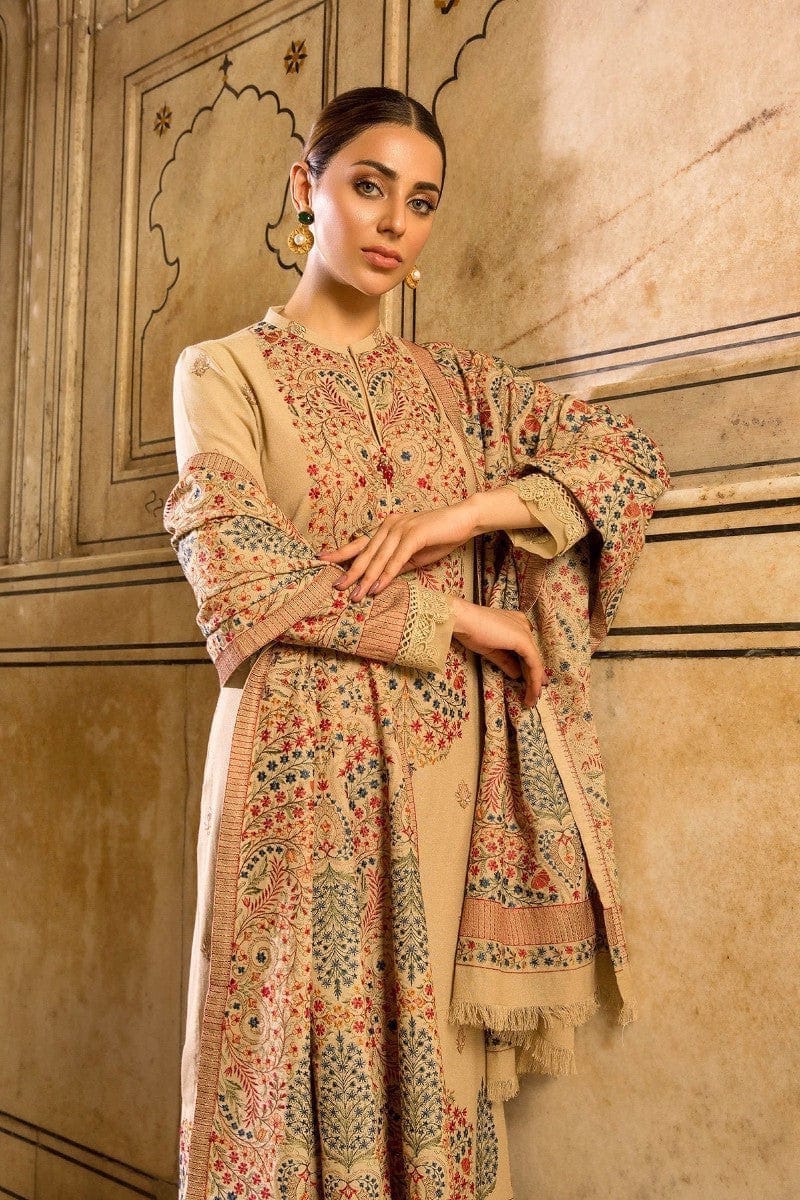 Dhanak 3PC Embroidered Shirt with Dhanak Embroidered Shawl – ZC590