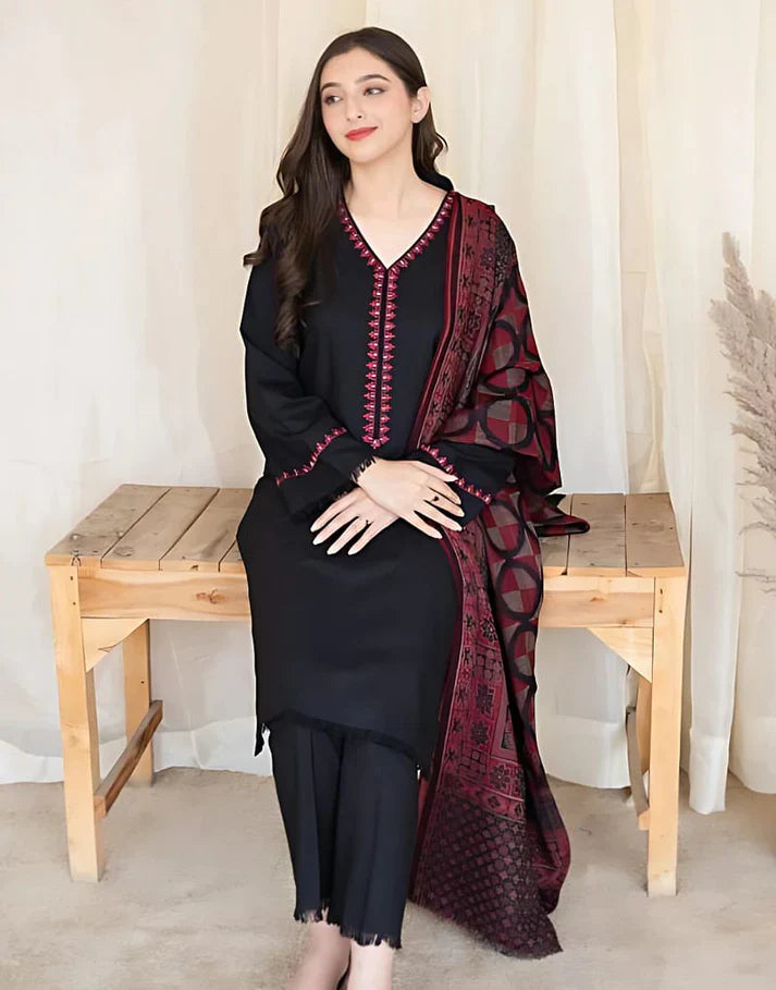 Dhanak Luxe 3PC Embroidered Unstitched Dress – ZC622