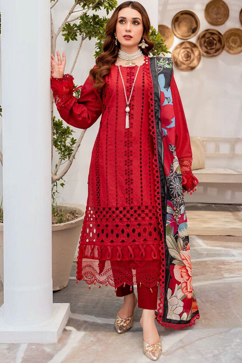 Dhanak 3PC Embroidered Shirt with Digital Printed Wool Shawl – ZC3160