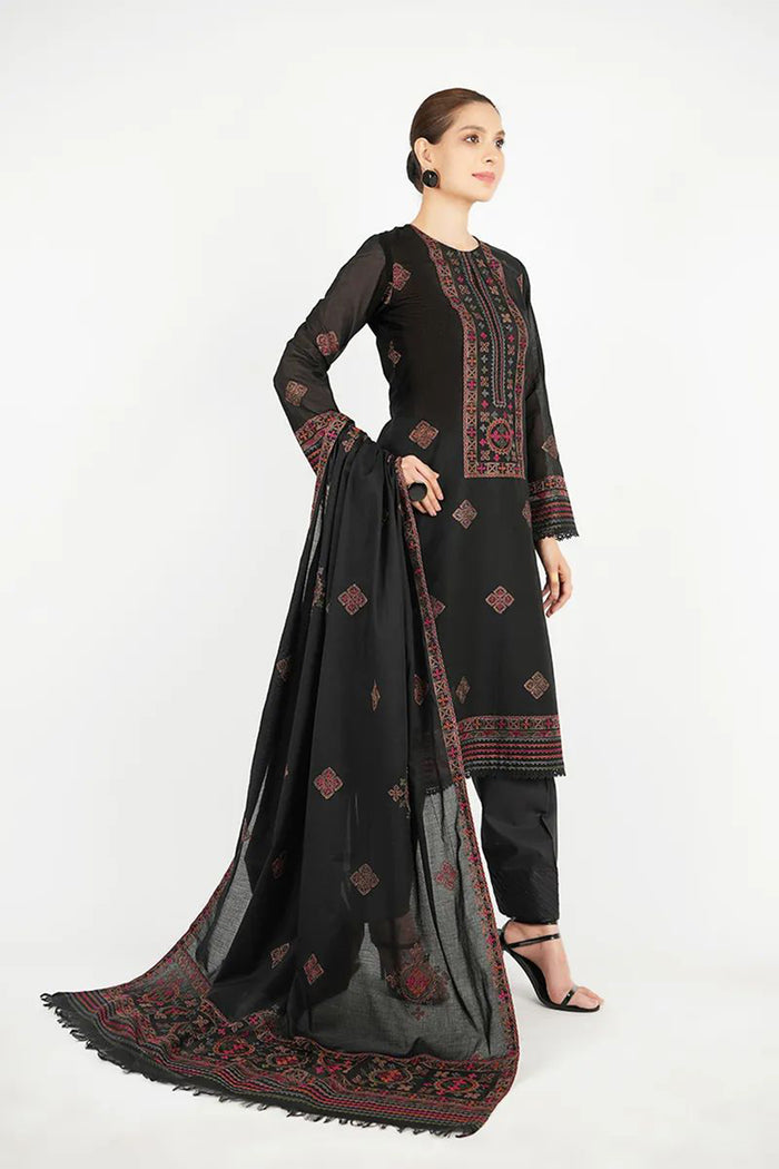 Dhanak 3PC Embroidered Shirt with Dhanak Embroidered Dupatta – ZC3383