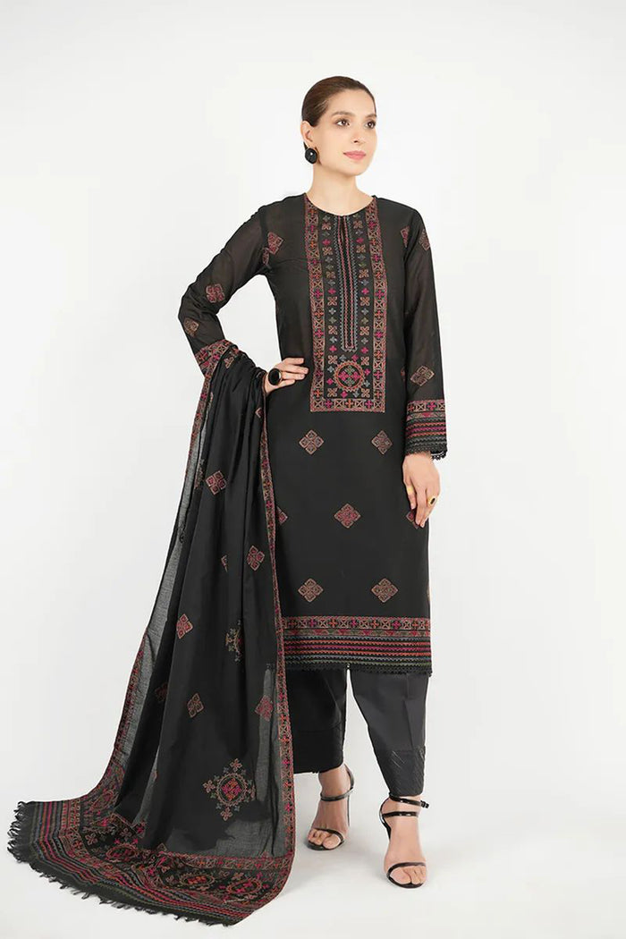 Dhanak 3PC Embroidered Shirt with Dhanak Embroidered Dupatta – ZC3383