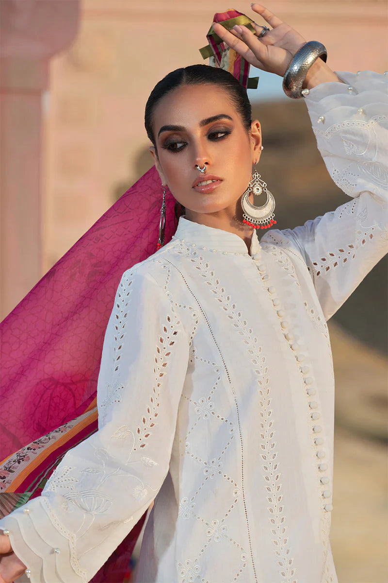 Warda Saleem Dhanak 3PC Chikankari Embroidered Shirt with Digital Printed Wool Shawl – ZC104