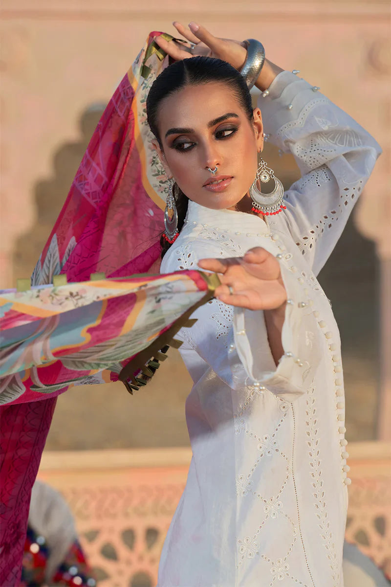 Warda Saleem Dhanak 3PC Chikankari Embroidered Shirt with Digital Printed Wool Shawl – ZC104