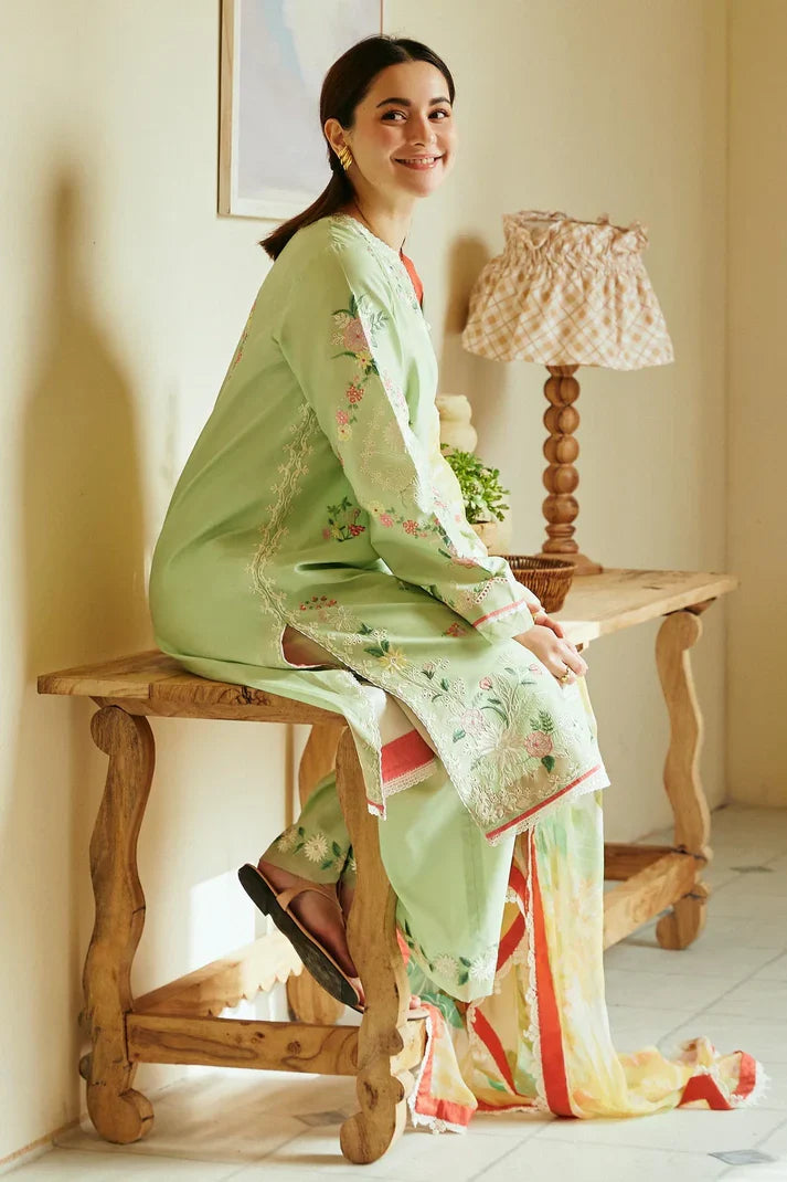 Dhanak 3PC Embroidered Shirt with Digital Printed Wool Shawl – ZC3238