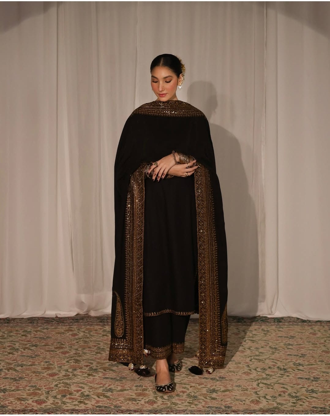 Dhanak Luxe 3PC Embroidered Shirt with Organza Sequins Dupatta – ZC3373