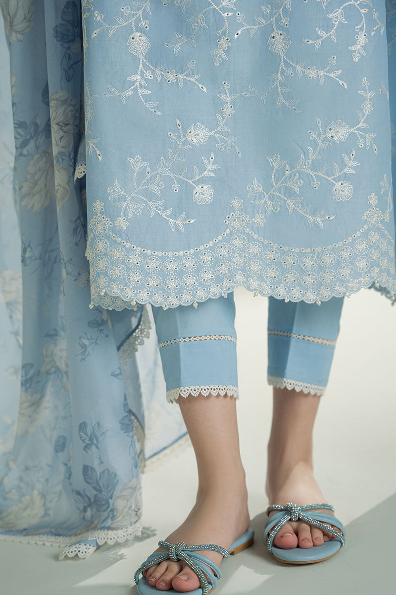 Lawn 3PC Embroidered Shirt with Digital Printed Jacquard Dupatta – ZC1308