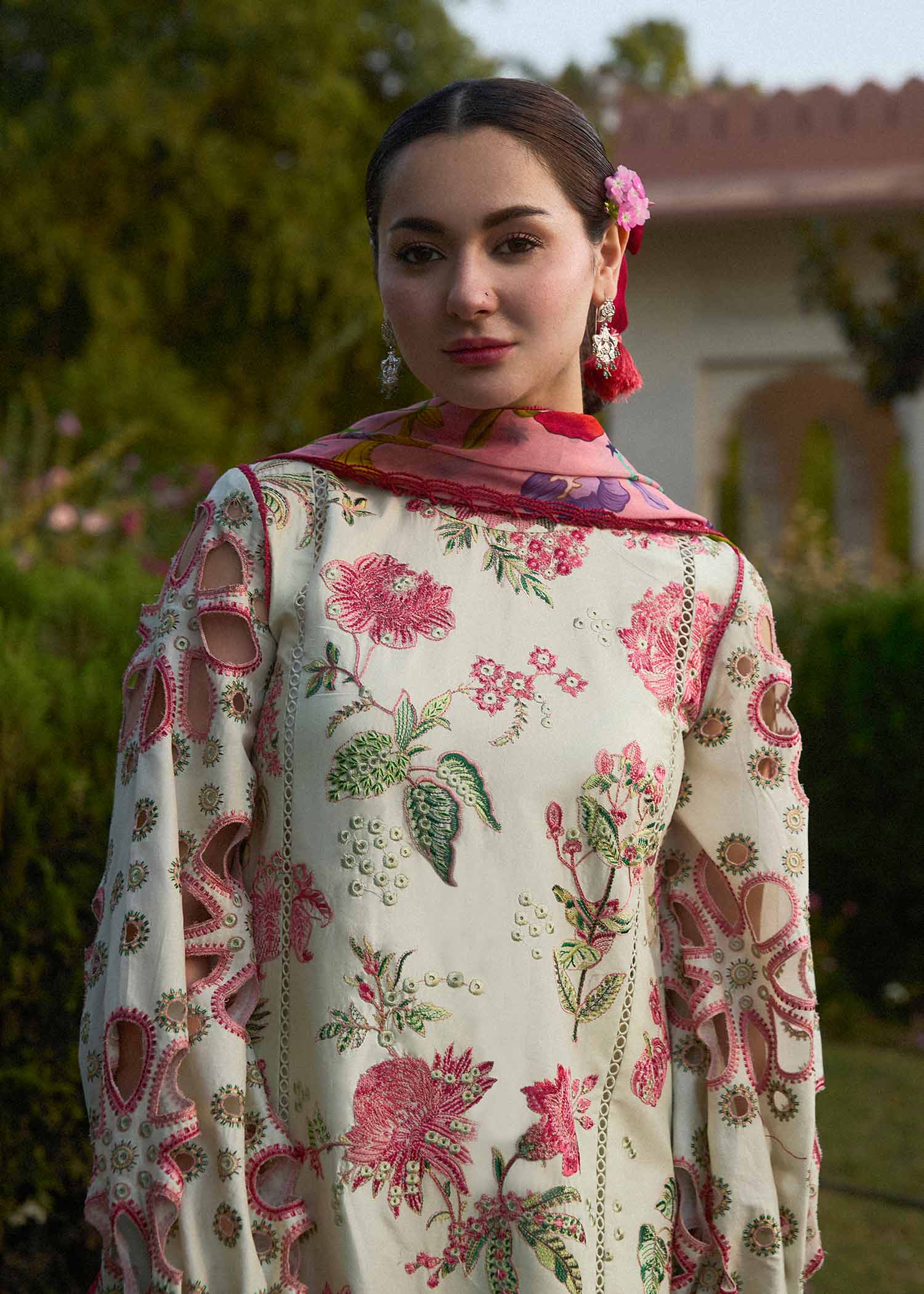 Hussain Rehar Luxury Dhanak 3PC Embroidered with Digital Printed Wool Shawl – ZC211