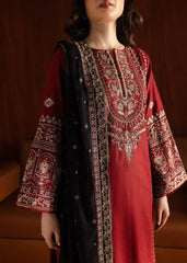 Dhanak 3PC Embroidered Shirt with Organza Sequins Embroidered Dupatta – ZC3351