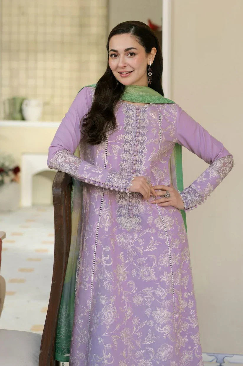 Dhanak 3PC Embroidered Shirt with Digital Printed Wool Shawl – ZC3307