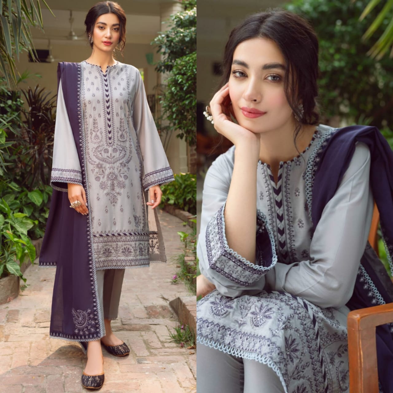 Linen Luxe 3PC Embroidered Shirt with Chiffon Embroidered Dupatta – ZC578