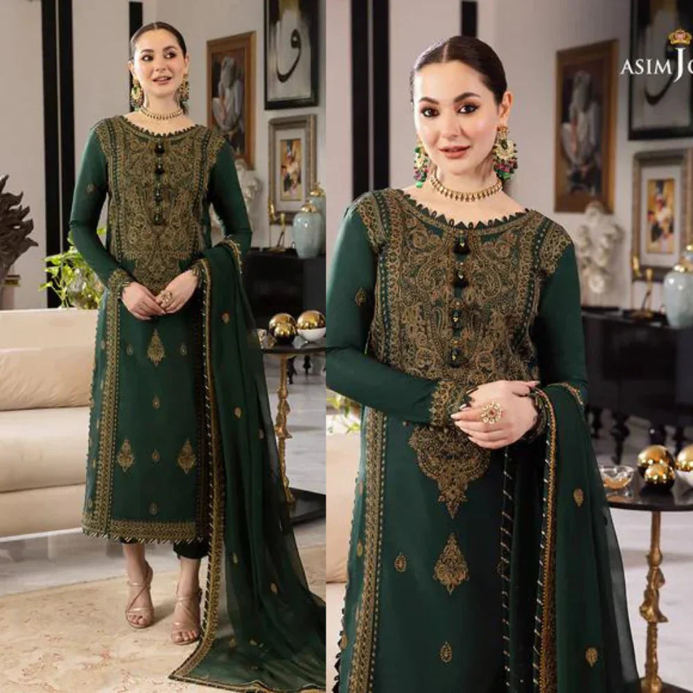 Asim Jofa Lawn 3PC Embroidered Shirt with Chiffon Embroidered Dupatta – ZC1034